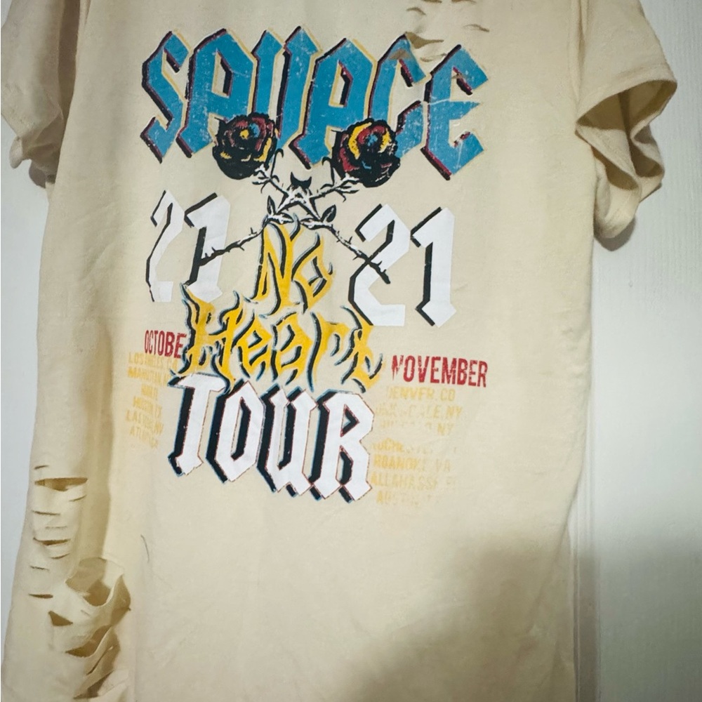 Graphic Tour T-Shirt with Distressed Details